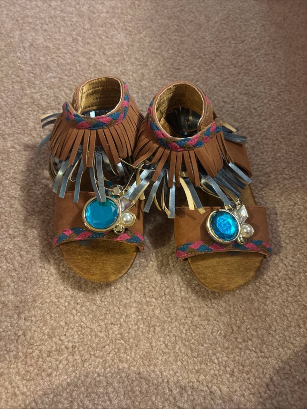 Pocahontas Costume Sandals for Kids from the Disney Store Size 9/10
